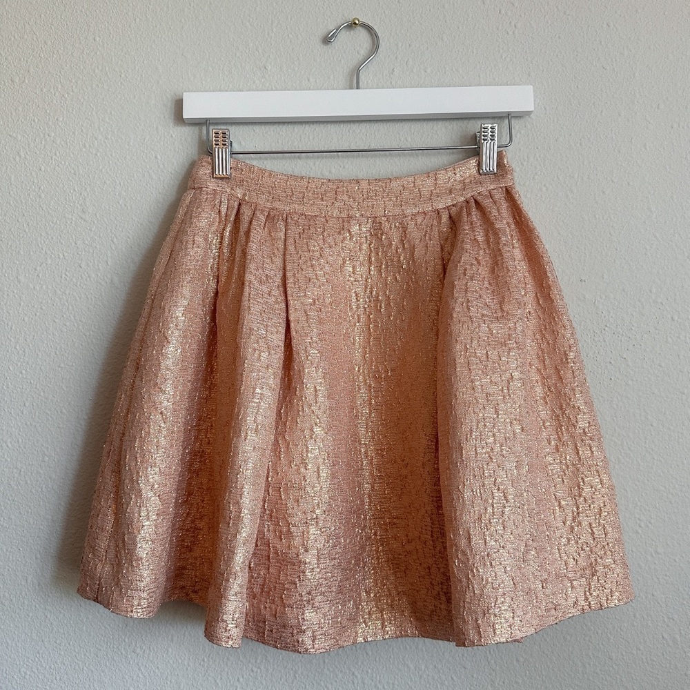 NWT Kate Spade New York Aimee Mini Skirt in Metallic Rose Gold Blush | Size 0